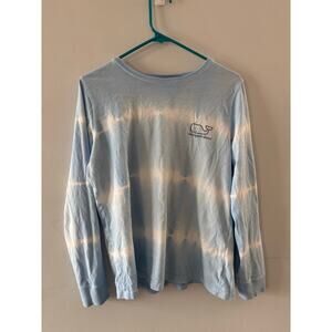 Vineyard Vines Top Women's Medium Blue Tie Dye Long Sleeve Tee Whale Cotton